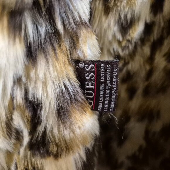 GUESS Women's Suede Leather Jacket with Animal Faux Fur Lining - NWT - M - Picture 8 of 9